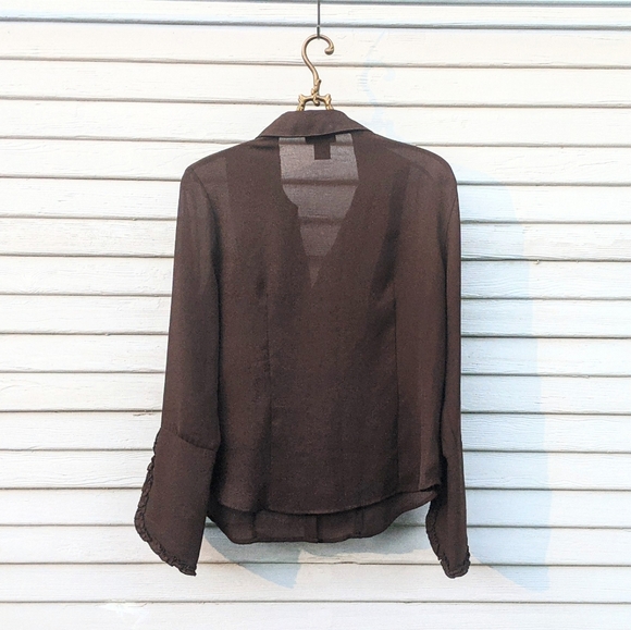 Chocolate brown chiffon blouse - Picture 2 of 5